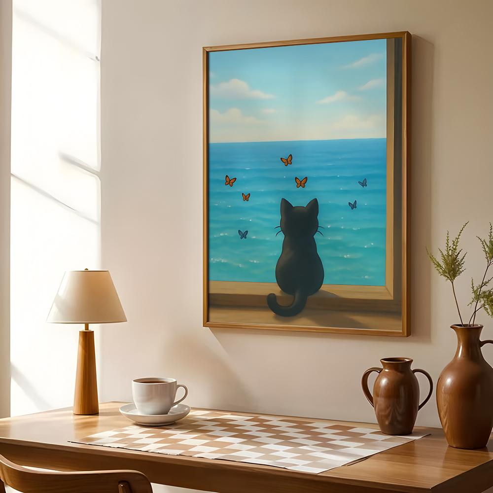 Cat on Beach Poster Wall Art R - Esports And Gaming Lounge 리뷰 및 가격