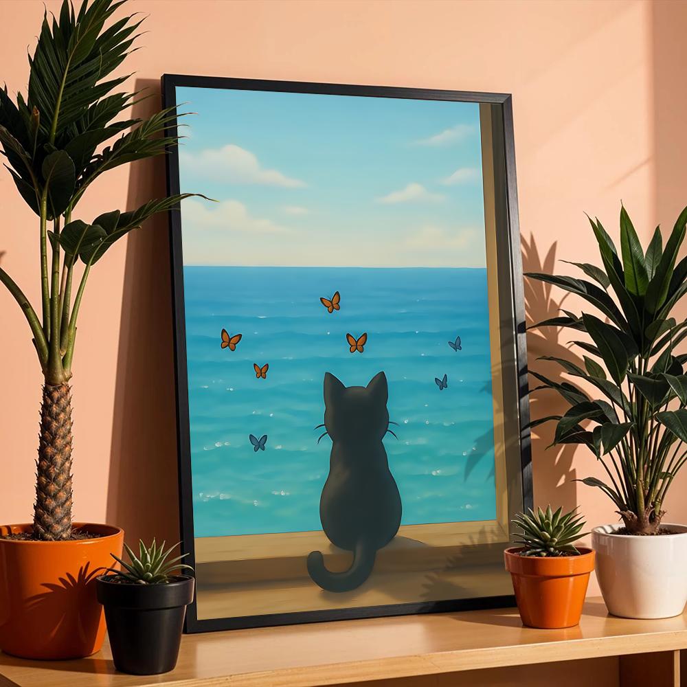 Cat on Beach Poster Wall Art R - Esports And Gaming Lounge 리뷰 및 가격